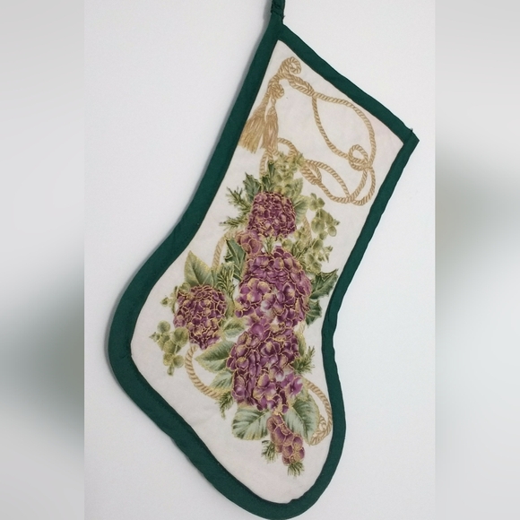 Elegant Green and Purple Floral Holiday Stocking - Picture 3 of 4